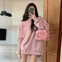 라라벨 여성용 기모 맨투맨 소울 프린팅 기모맨투맨 티셔츠