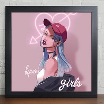 꾸밈데코_홈갤러리디자인액자_힙스터걸디자인액자_(iw859)_인테리어액자벽장식월데코사각프레임액자, 블랙