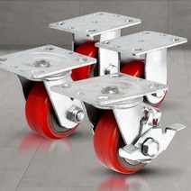 중량용3인치우레탄적색 산업용바퀴 소형 캐스터 고하중 무소음리어카에어 트구루마, 중량용3인치우레탄적색바퀴(휠)