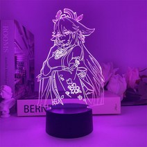 원신 야에미코 3D 아크릴 스탠드 무드등 만들기 LED DIY 집들이 선물 조명 취침등, 화이트 크랙 터치, C