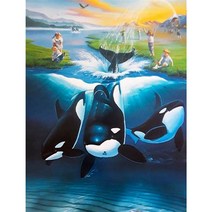 행운 고래 우드 직소퍼즐 신비로운 구름 문라이트 달빛 속에 꿈꾸는 굿럭키 웨일 집콕취미 쉬는 시간 즐기는 스트레스 해소 동물 조각퍼즐 모음 성인용, 500조각, 블루톤 고래 퍼즐도안12