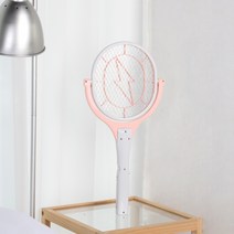 회전 전기 모기채 충전식 대형 파리채 여름 해충 퇴치, 핑크(충전식&LED)