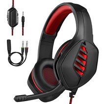 Targeal 마이크가 있는 게이밍 헤드셋 - PC PS4 PS5 스위치 Xbox One Xbox 시리즈 X|S - 3.5mm 잭 게이머 헤드폰 노이즈 캔슬링 마이크 포함, Black Red