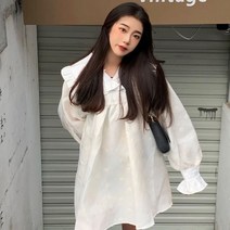 봄가을원피스 플랫카라 페플럼 디자인감각 러블리 긴 소매 짧은