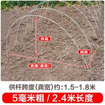 새로운 작은 아치 브래킷 야채 창고 기둥 분야 단열 FRP 단단한 유리 섬유 농업 묘목, 50팩, 두께 5mm - 길이 2.4m