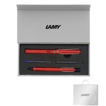 LAMY 사파리 만년필 + 볼펜 기프트세트, EF, 레드