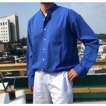 오버핏 여름 긴팔 프리미엄 아사 린넨 셔츠 남성 빅사이즈 차이나타입