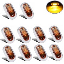 fuleem 10pcs 크롬 베젤 앰버 led 2.5inch 2 다이오드 라이트 타원형 클리어런스 트레일러 트럭 led 사이드 마커 램프 12v 24v 방수