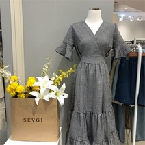 세브지 NC10 잔체크무늬뒷밴딩원피스 wo705