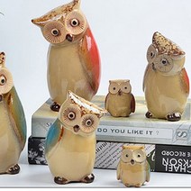 Joyce shop 오래달리기 장식품 인테리어장식 인테리어 소품 도자기 장식 장식장소품, 부엉이가족/사랑이네/레드