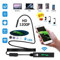 산업용 배관 탐지 내시경 카메라 1200P HD 와이파이 방수 안드로이드 USB 소프트 와이어 리지드 하드 보어스코프 미니 8mm 아이폰 호환 pc용, 2차검수진행, 2m, 720P soft cable