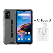 umidigi bison pro 글로벌 버전 러기드 폰 128gb ip68 helio g80 nfc 48mp 트리플 카메라 6.3quotfhd+ 5000mah 배터리 스마트폰, 스톰그레이에어버드 유, 협력사, 4GB 128GB