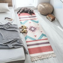 SOCEAN 모던 카페트 직사각 코튼 태슬 러그 (170X60CM) 물세탁 거실 카펫트 플레이스 매트 인테리어 룸 카펫 침실 침대 발매트 여름 러그 쇼파 패드 면 소파 러너 먼지 없는 카페트 안방 깔개 깔판 실내 바닥 양탄자