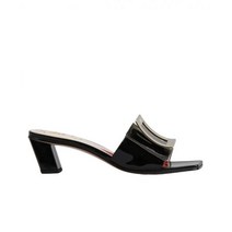 [New Best] (W) 로저 비비에 러브 메탈 버클 뮬 페이턴트 레더 블랙 Roger Vivier Love Metal Buckle Mules in Patent Leather B