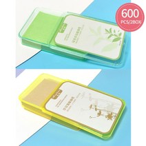 600 개2 상자 페이스 오일 블로팅 페이퍼 protable 페이스 와이프 페이스 클렌저 오일 컨트롤 오일 흡수 시트 블로팅 티슈 메이크업, 녹차 카모마일