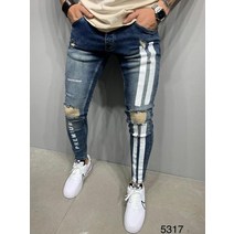 빈티지와펜 통청바지 스타일 남성 스트레치 스키니 바이커 슬림 피트 데님 긁힌 지퍼 힙합 캐주얼 청바지 청바지