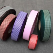 체크리본끈 25mm 10 선물포장띠, 큰체크-연보라색