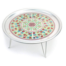 양은 밥상 둥근 잔칫 가벼운 옜날 자취 레트로 할머니 교자 자개 접이식 테이블 상 3인용, 접이식 양은밥상 (2~3인용)