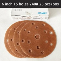 25 Pcs KOVAX 6 Inch 부드러운 무광택 종이 자동차 페인트 표면 미용 연마 자기 접착 몰려 들고 라운드 사포 150mm, 브라운+6 inches