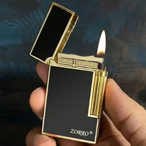 고급 블랙 등유 조로 라이터 사운드 기름 오일 지포터보 남친 선물 라이타, 금장 플라워 스탠다드