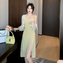 원피스세트 2022 여름 프렌치 로맨스 쉬폰가디건 플라워 스커트다 여성 4995733517
