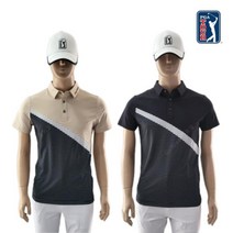 LPGA 골프 웨어 남성 여름 반팔 카라 스트라이프 티셔츠 L212TS123P