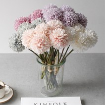파스텔 폼폰 국화 조화 5송이 묶음 택1 방꾸미기 감성인테리어 조화소품 꽃, 퍼플