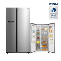 [위니아] [인증점] 양문형냉장고 세미빌트인 WWR52DSMISO 540L, 상세 설명 참조