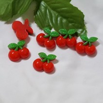 앵두 파츠 10개 슬라임재료 파츠 도매 비즈공예, 빨강