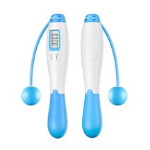 무선줄넘기 스마트로프 줄없는 점프 논와이어 노라인 전자 실내 rpm 홈트유산소 스마트 다이어트 계산 체중 감소 휴대용, 파란색 흰색