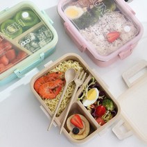 식기 포함 휴대용 전자 레인지 도시락 상자 누출 방지 Envprotection 밀짚 스테인레스 스틸, Green 304