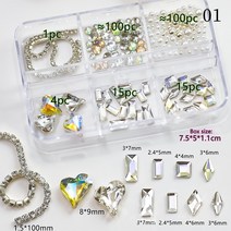 금속 리벳 네일 아트 장식 스터드 믹스 스타일 별 달 골드 실버 스트라스 쥬얼리 DIY 3D 참 액세서리 12 그리드/박스, 39 F6-22