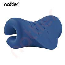 견인베개 목 에어 경추 c가드 여행용 네이티어 목 마사지 릴랙서 뒷 경부 견인 장치 어깨 스트레처 자세, 03 Dark Blue