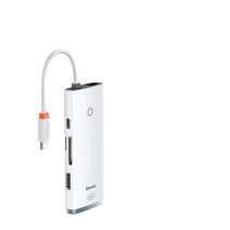베이스어스 맥북 C타입 확장 독 젠더 허브 포트 커넥터 HDMI USB 도킹, 화이트