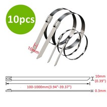스텐 케이블건 자동 타이건 10 20 50 100 200 Pcs 10mm 0.39 인치 304 스테인레스 스틸 케이블 트위스트 잠금 금속 지퍼 랩 코팅 감지 타이, [01] 10x100mm, [01] 10PCS