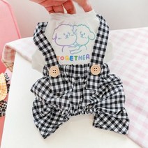 강아지 프린트 옷 디자이너 원피스 체크무늬 치마와 애완 동물 전반적인 점프 슈트 여름 봄 연인 XS XL Chihuahua Pugs, L, Plaid Overall