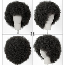 위그몰 폭탄머리 뽀글이펌 아프로펌 가발 아프로킹키, 다크블랙