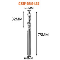DREANIQUE-상하 압축 밀링 커터 카바이드 CNC 라우터 비트 6mm/8mm 2 개의 플루트 목재 조각 엔드밀 칩 브레이커 포함, 02 C2SF-D6-L32