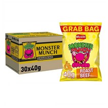Walkers 워커스 몬스터 먼치 로스트 비프 40g 30개 Crisps Monster Munch Roast Beef Snacks Box