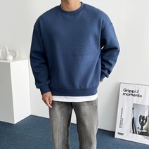 데일트 남자 오버핏 기모 레이어드 맨투맨 티셔츠
