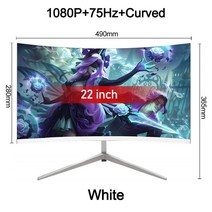 22 인치 75Hz 울트라 좁은 모니터 1920*1080 99% sRGB 디스플레이 PC 데스크탑 게임 화면 패널, 03 Curved White_03 AU 플러그