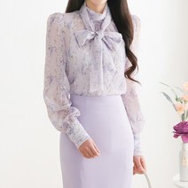 [모리스커밍홈] 플라워 프린팅 롱 타이넥 블라우스_M2302BL045A