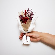 [블리스테리] 비누장미1송이 미니꽃다발 고급형 한송이, 화이트&레드