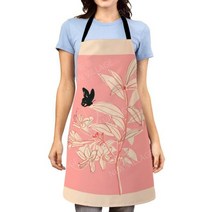 빅사이즈방수앞치마 용접 여름 린넨 앞치마 북유럽 미학 여성 주방 앞치마 오리지널 방수 소녀 공주 웨이터 작업 내유성 보호 식물125660, 22112wq-000510-_38X47CM(S)