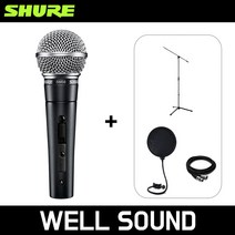 [정품] SHURE 슈어 유선 마이크 SHURE SM58 SK 팝필터 케이블 롱 스탠드 세트, SM58SK(스위치O)+케이블+팝필터+롱스탠드