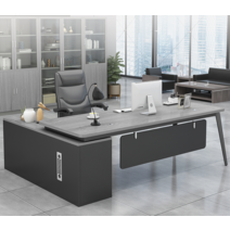 심플 고급 임원용 책상 사장 원장 테이블 세트, 그레이오크 A타입