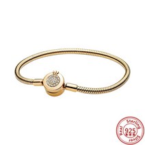 염주종류 정통 100% 925 스털링 실버 오리지널 스네이크 체인 하트 팔찌 & DIY 비드 럭셔리 미 쥬얼리, 15 GDL073_06 21cm