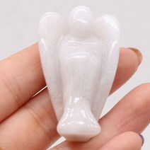 수호 천사 입상 자연 치유 크리스탈 보석 돌 동상 홈 오피스 탁상 악세사리 장식 룸 장식품, 50x35mm, White Marble