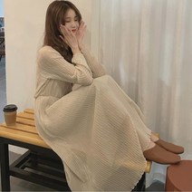 봄 쉬폰 롱 셔링 퍼프소매 키작녀 원피스 캐주얼 플리츠롱 하객 원피스 [당일 출고]