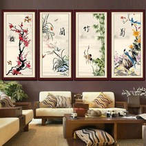 FUYUXIN DIY 보석십자수 3D 인테리어 매화 난초 대나무 국화 전체수 /세트 2111251270, 200*100cm, 원형비즈